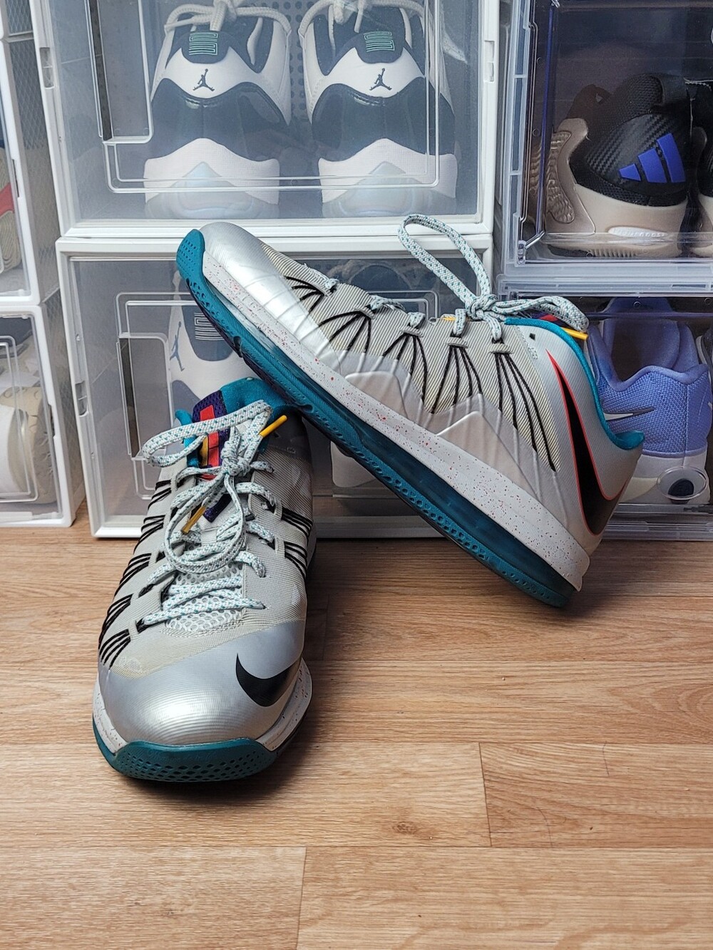 Size 12 - Nike Air Max LeBron 10 Low Tropical Teal Platinum 2013